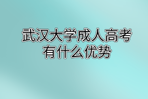 武汉大学成人高考有什么优势