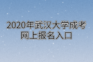 2020年武汉大学成考网上报名入口
