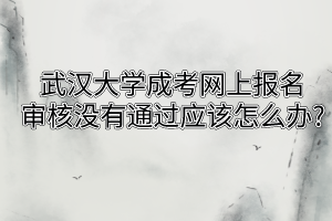 武汉大学成考网上报名审核没有通过应该怎么办?