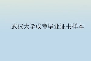 武汉大学成考毕业证书长什么样子?