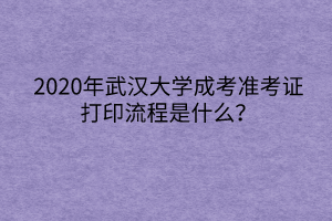 2020年武汉大学成考准考证打印流程是什么？