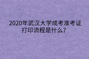 2020年武汉大学成考准考证打印流程是什么?