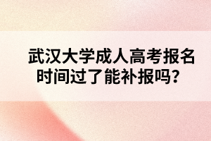 武汉大学成人高考报名时间过了能补报吗?
