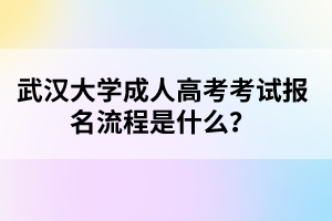 武汉大学成人高考考试报名流程是什么？