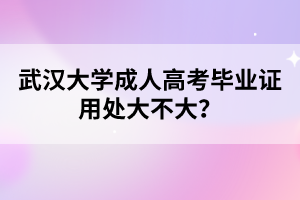 武汉大学成人高考毕业证用处大不大?