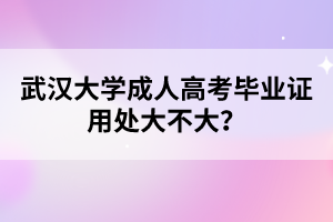 武汉大学成人高考毕业证用处大不大？